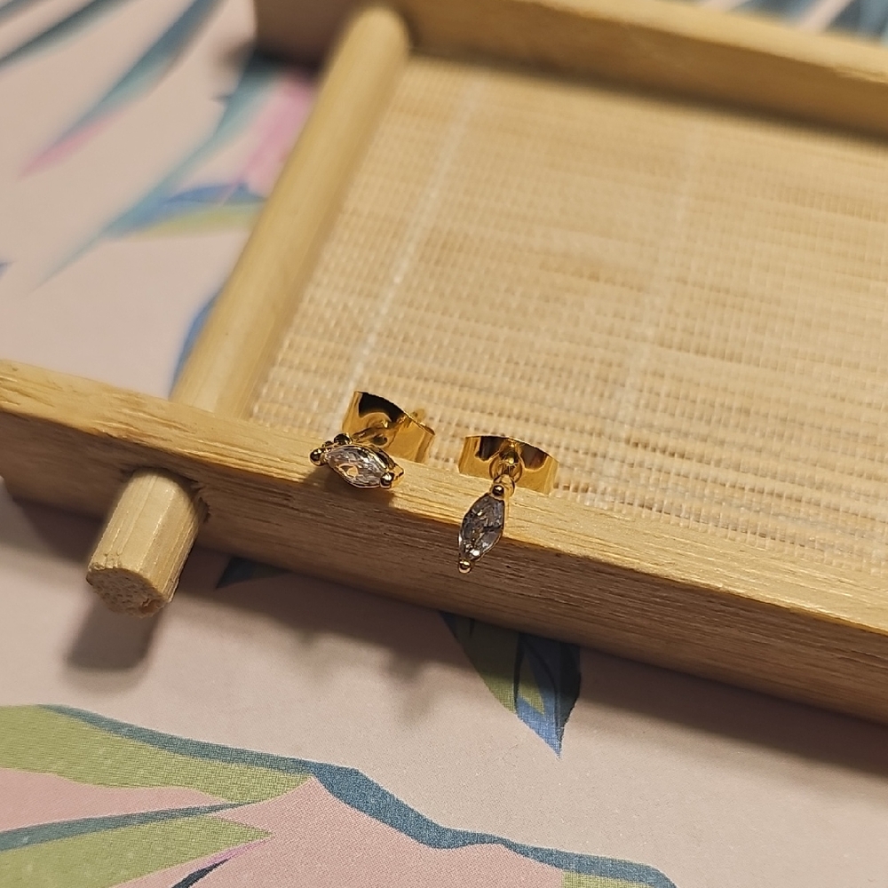 Elegant Gold and Silver Stud Earrings